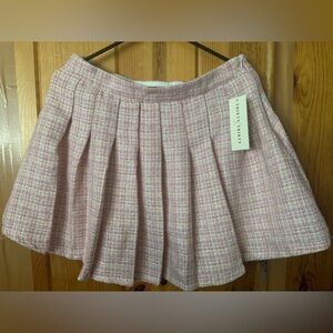 SHEIN Pink and White Tweed Mini Skirt
